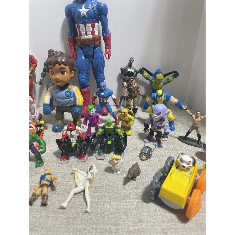 Mixed Action Figure Lot Vintage and Modern Random Marvel DC Starwars Transformer